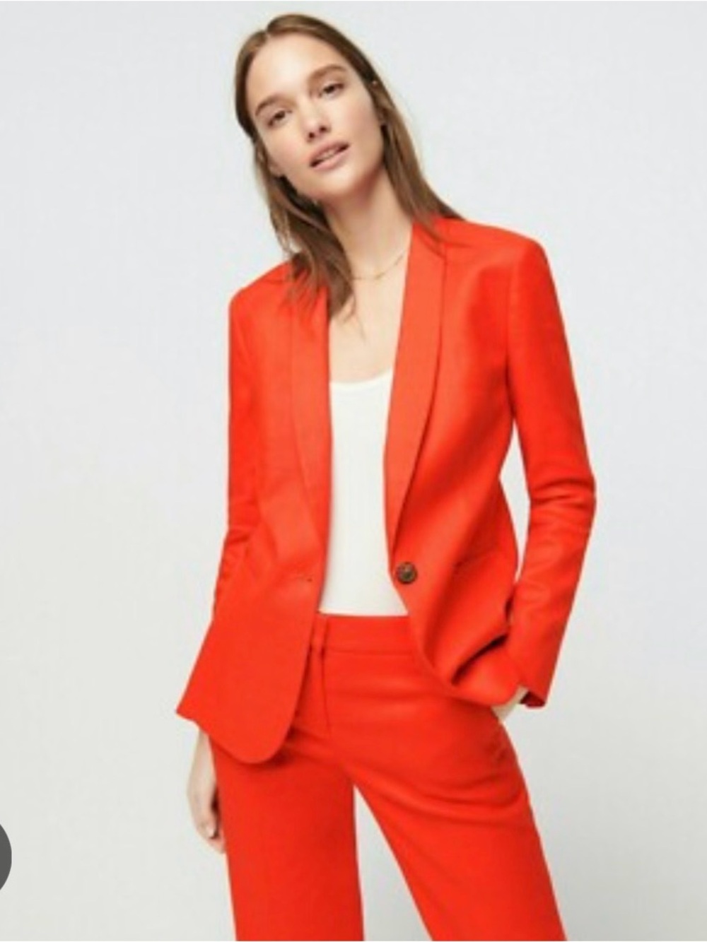 NWT J.Crew Parke Blazer in Vibrant Orange Single-Button Blazer Linen Office $178
